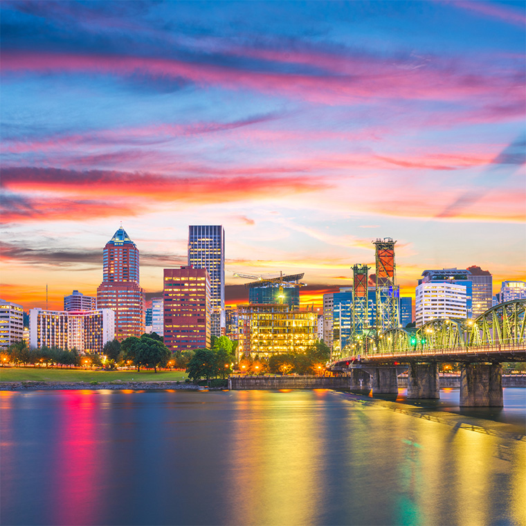 Portland skyline at night